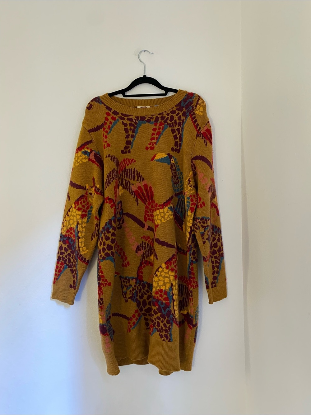 Anthropologie Farm Rio Casey Sweater Dress Animal Print Bohemian Size Large L - Picture 10 of 11